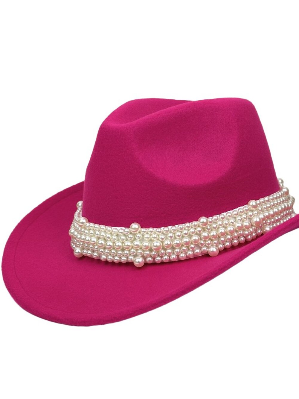 Hot Pink Pearl Beaded Cowboy Hat Western Cowgirl Rodeo Ranch Country Fashion
